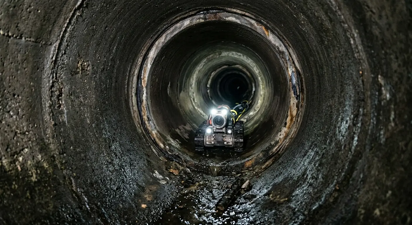 Robotic sewer camera inspecting pipe interior for Drain Snake Service in Upper Southampton